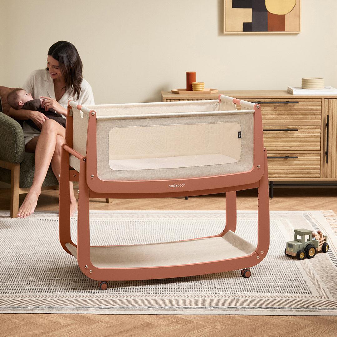 SnuzPod 5 Bedside Crib - Terracotta-Bedside Cribs-Terracotta-Crib | Natural Baby Shower