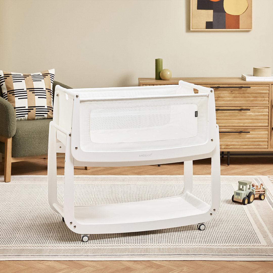 SnuzPod 5 Bedside Crib - White-Bedside Cribs-White-Crib | Natural Baby Shower