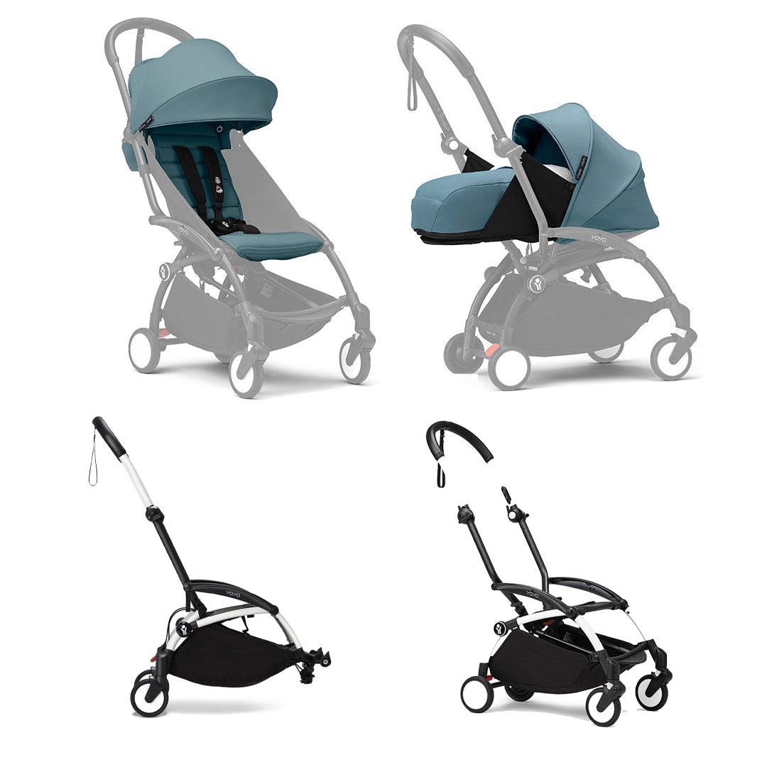 Sibling bundle - Stokke YOYO3 Stroller for siblings-Strollers-Aqua-White | Natural Baby Shower