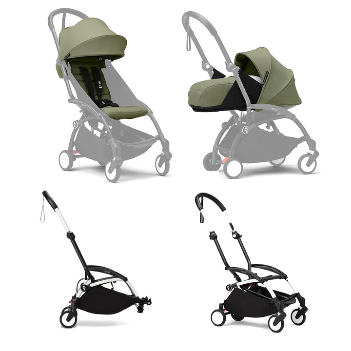 Sibling bundle - Stokke YOYO3 Stroller for siblings-Strollers-Olive-White | Natural Baby Shower