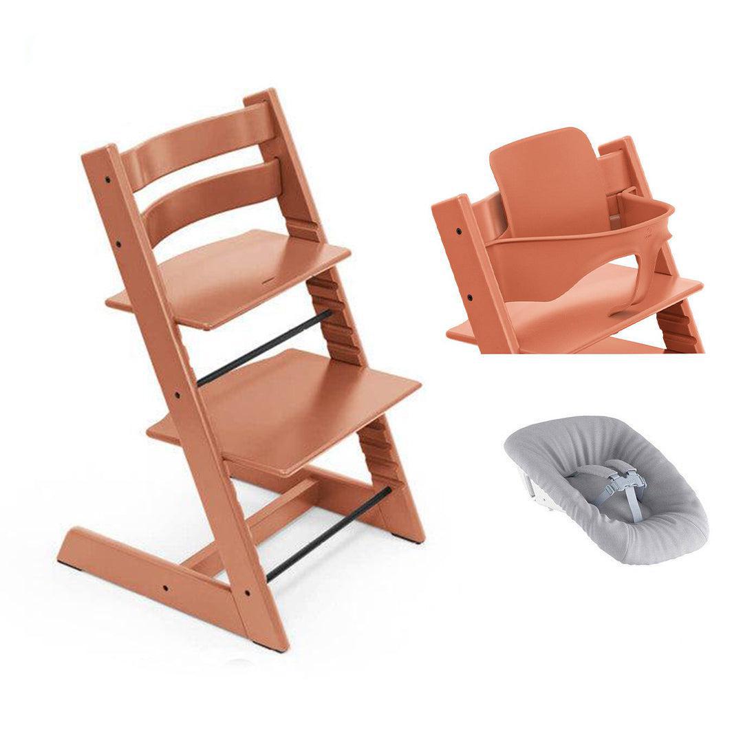 Stokke Tripp Trapp Highchair Newborn + Baby Set Bundle-Highchairs-Terracotta- | Natural Baby Shower