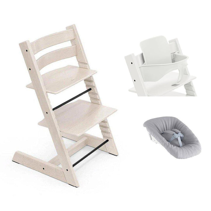 Stokke Tripp Trapp Highchair Newborn + Baby Set Bundle-Highchairs-Whitewash- | Natural Baby Shower