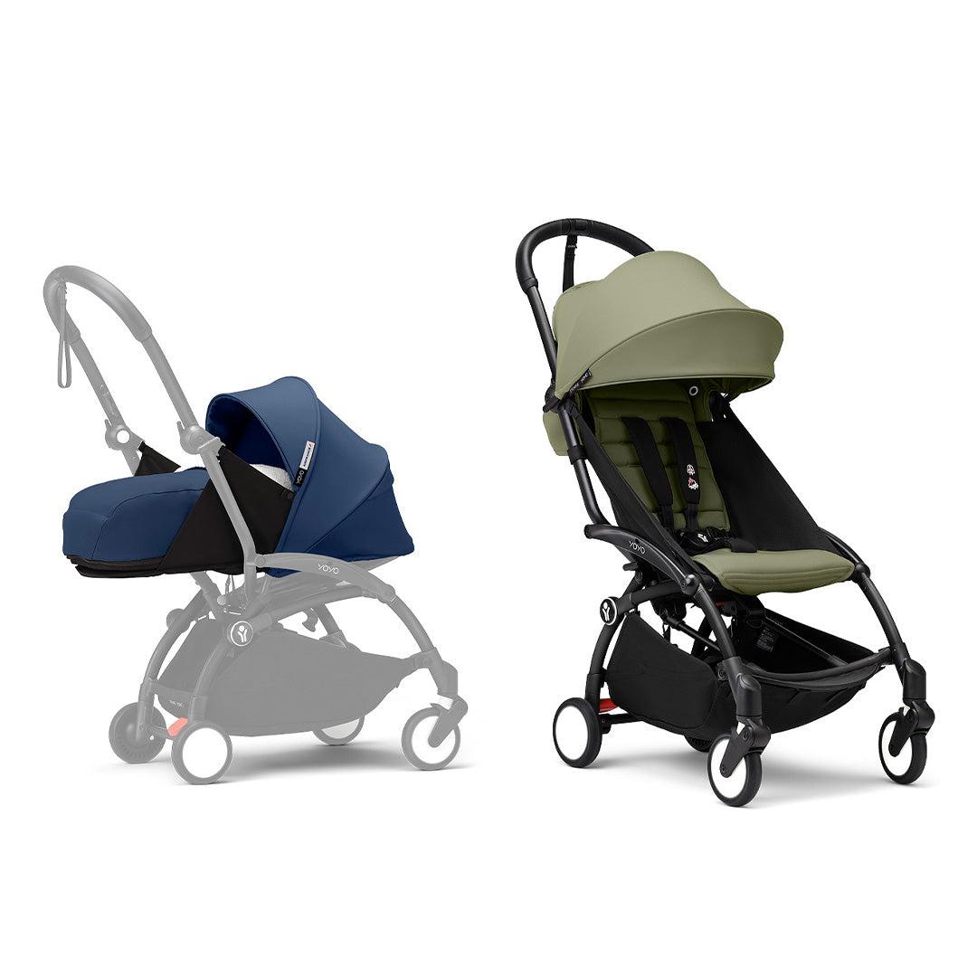 Stokke YOYO3 stroller from newborn to toddler - Black Frame-Strollers-Olive-Air France Blue | Natural Baby Shower