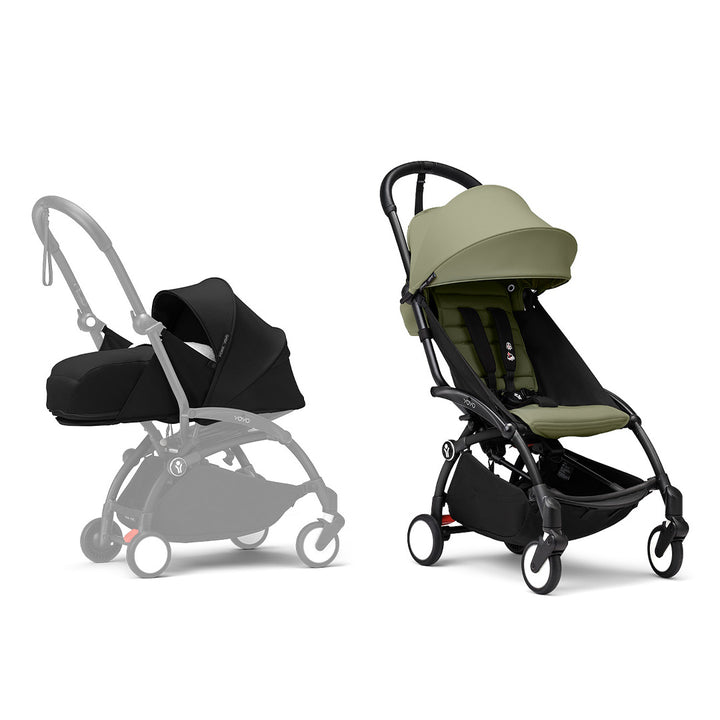 Stokke YOYO3 stroller from newborn to toddler - Black Frame-Strollers-Olive-Black | Natural Baby Shower