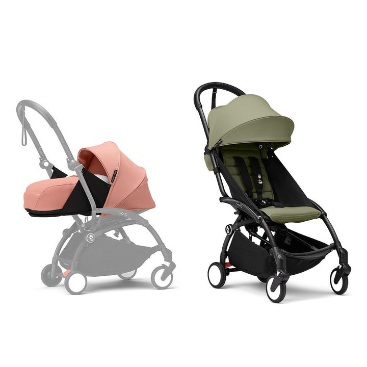 Stokke YOYO3 stroller from newborn to toddler - Black Frame-Strollers-Olive-Ginger | Natural Baby Shower