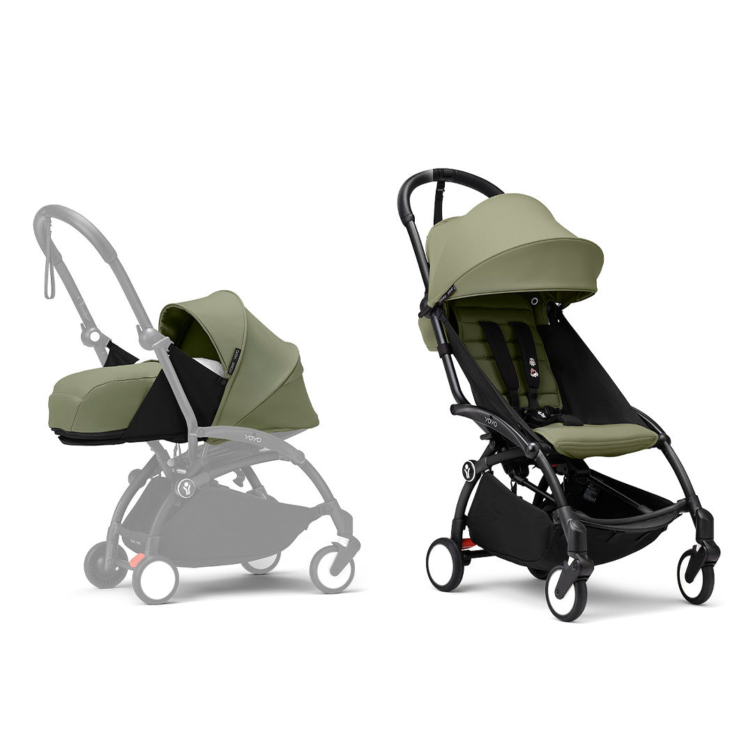 Stokke YOYO3 stroller from newborn to toddler - Black Frame-Strollers-Olive-Olive | Natural Baby Shower