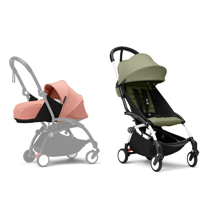 Stokke YOYO3 stroller from newborn to toddler - White Frame-Strollers-Olive-Ginger | Natural Baby Shower