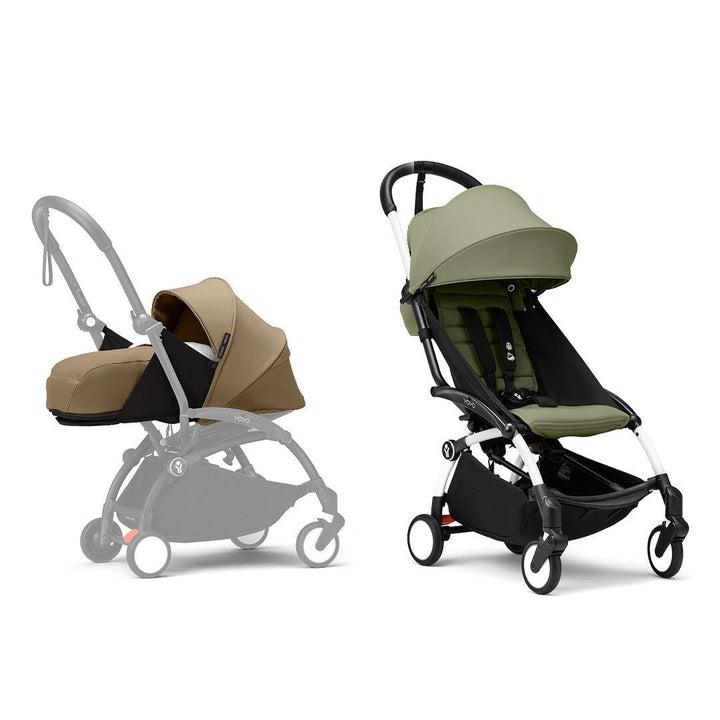 Stokke YOYO3 stroller from newborn to toddler - White Frame-Strollers-Olive-Toffee | Natural Baby Shower