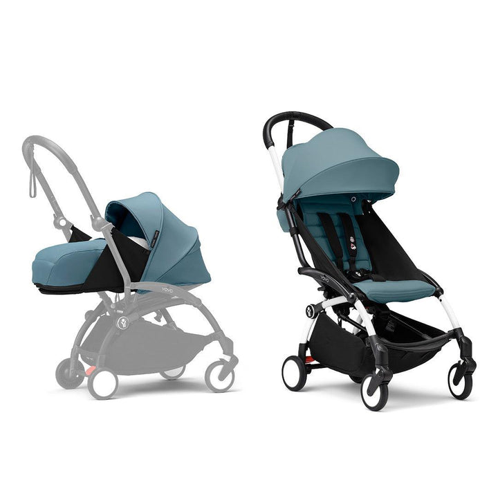 Stokke YOYO3 stroller from newborn to toddler - White Frame-Strollers-Aqua-Aqua | Natural Baby Shower