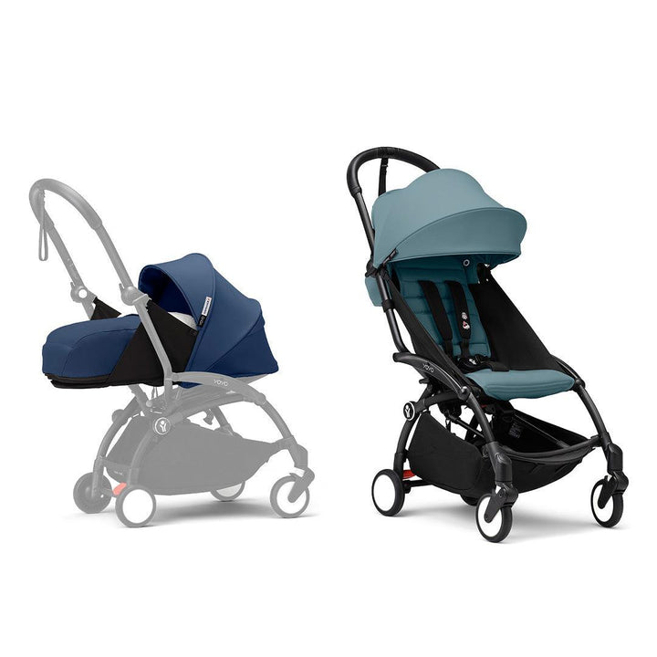 Stokke YOYO3 stroller from newborn to toddler - Black Frame-Strollers-Aqua-Air France Blue | Natural Baby Shower