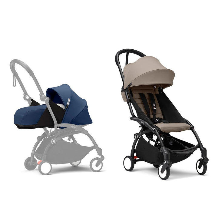 Stokke YOYO3 stroller from newborn to toddler - Black Frame-Strollers-Taupe-Air France Blue | Natural Baby Shower