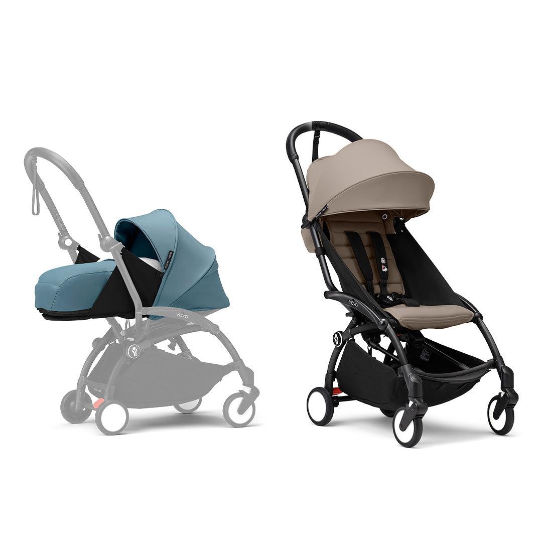 Stokke YOYO3 stroller from newborn to toddler - Black Frame-Strollers-Taupe-Aqua | Natural Baby Shower