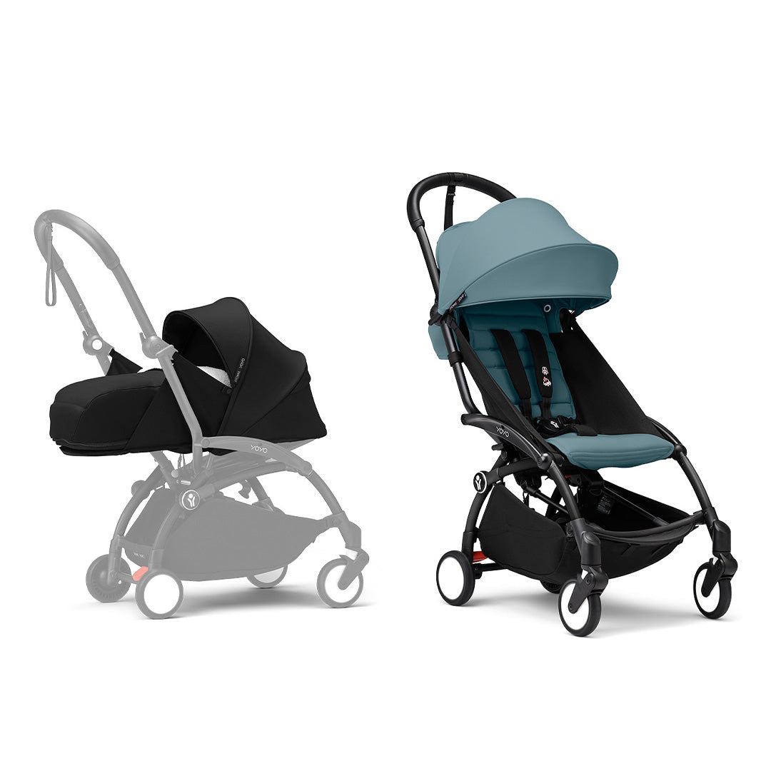 Stokke YOYO3 stroller from newborn to toddler - Black Frame-Strollers-Aqua-Black | Natural Baby Shower