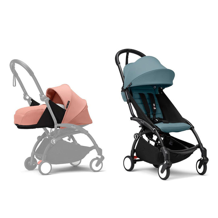 Stokke YOYO3 stroller from newborn to toddler - Black Frame-Strollers-Aqua-Ginger | Natural Baby Shower