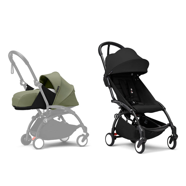 Stokke YOYO3 stroller from newborn to toddler - Black Frame-Strollers-Black-Olive | Natural Baby Shower