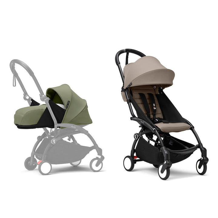 Stokke YOYO3 stroller from newborn to toddler - Black Frame-Strollers-Taupe-Olive | Natural Baby Shower