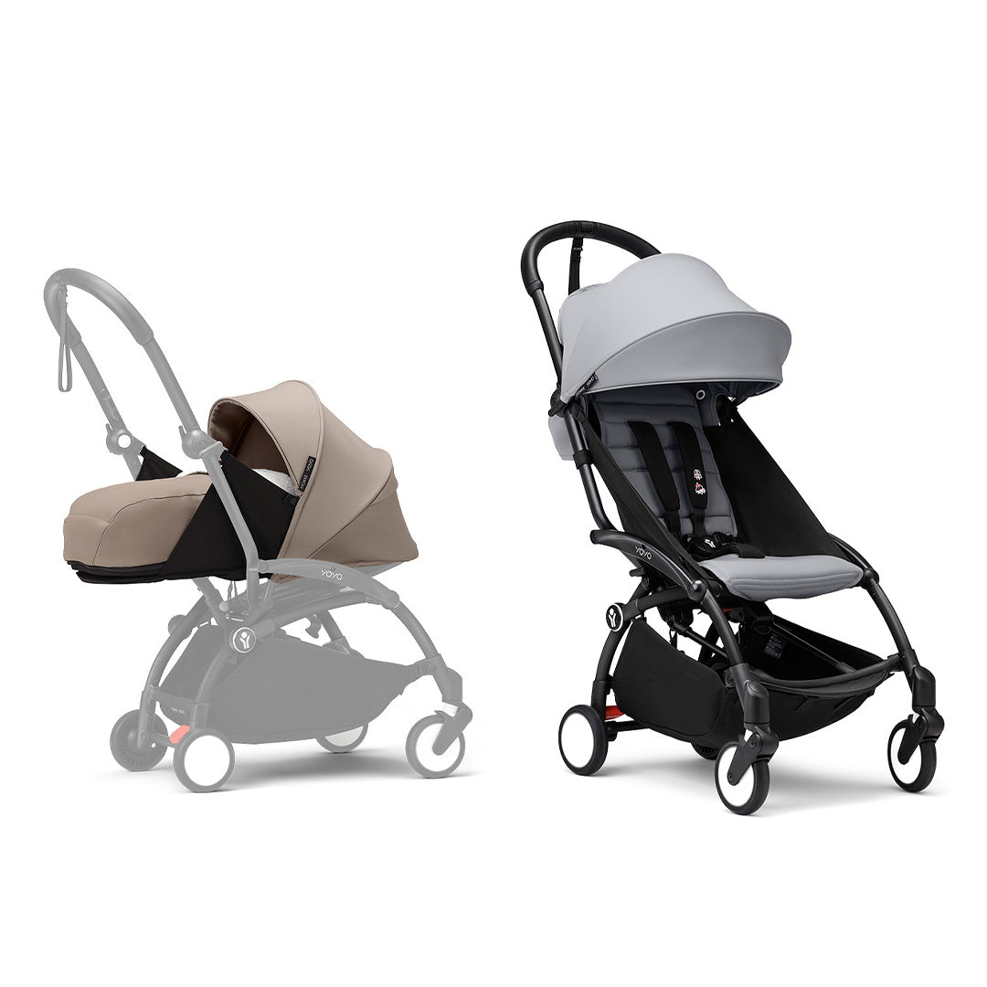 Stokke YOYO3 stroller from newborn to toddler - Black Frame-Strollers-Stone-Taupe | Natural Baby Shower