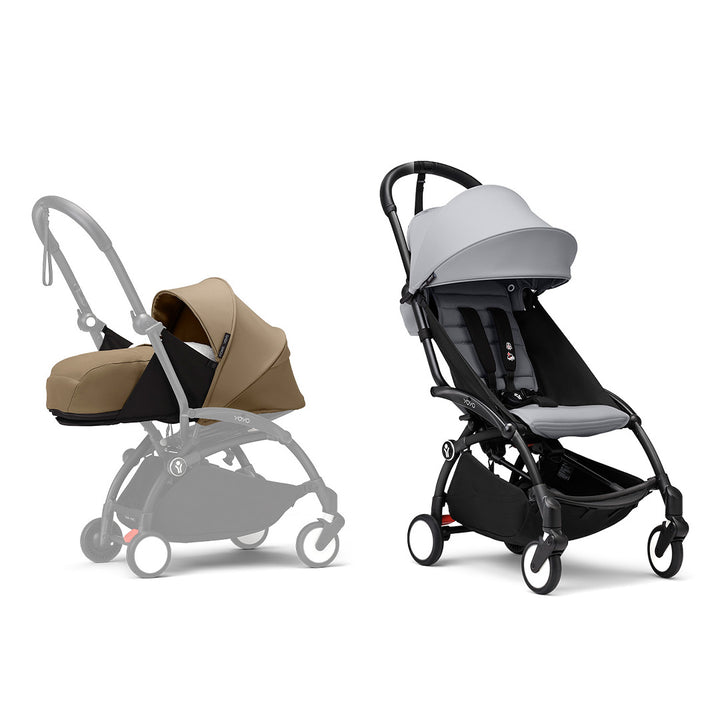 Stokke YOYO3 stroller from newborn to toddler - Black Frame-Strollers-Stone-Toffee | Natural Baby Shower