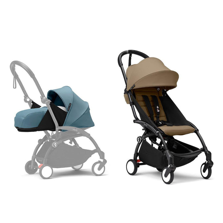 Stokke YOYO3 stroller from newborn to toddler - Black Frame-Strollers-Toffee-Aqua | Natural Baby Shower