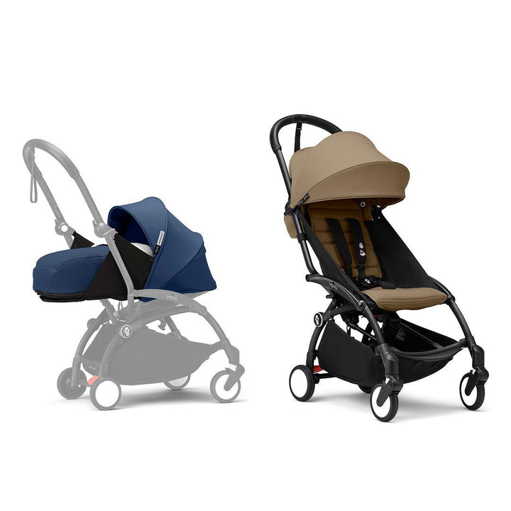 Stokke YOYO3 stroller from newborn to toddler - Black Frame-Strollers-Toffee-Air France Blue | Natural Baby Shower