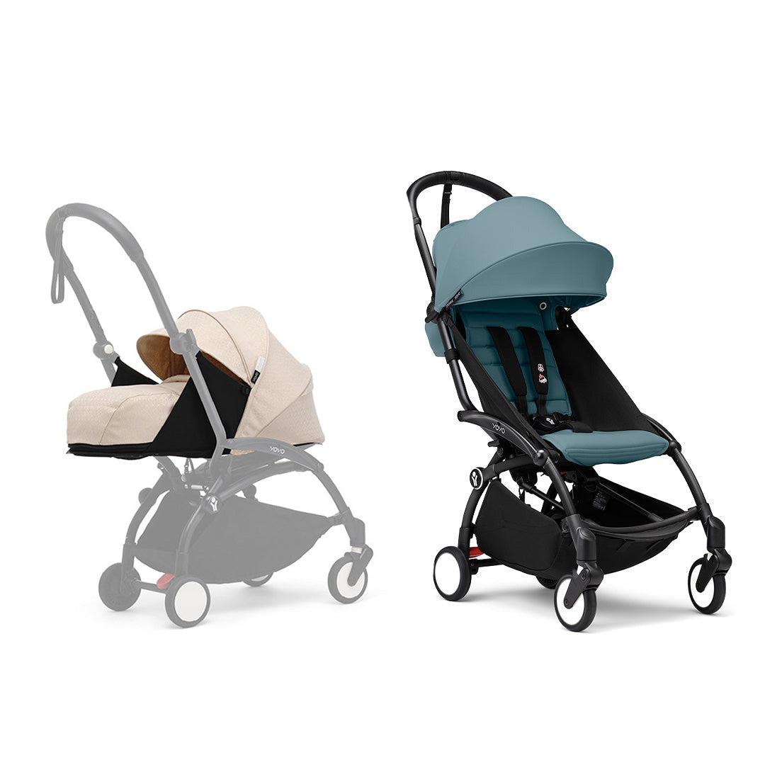 Stokke YOYO3 stroller from newborn to toddler - Black Frame-Strollers-Aqua-Bonpoint Beige | Natural Baby Shower