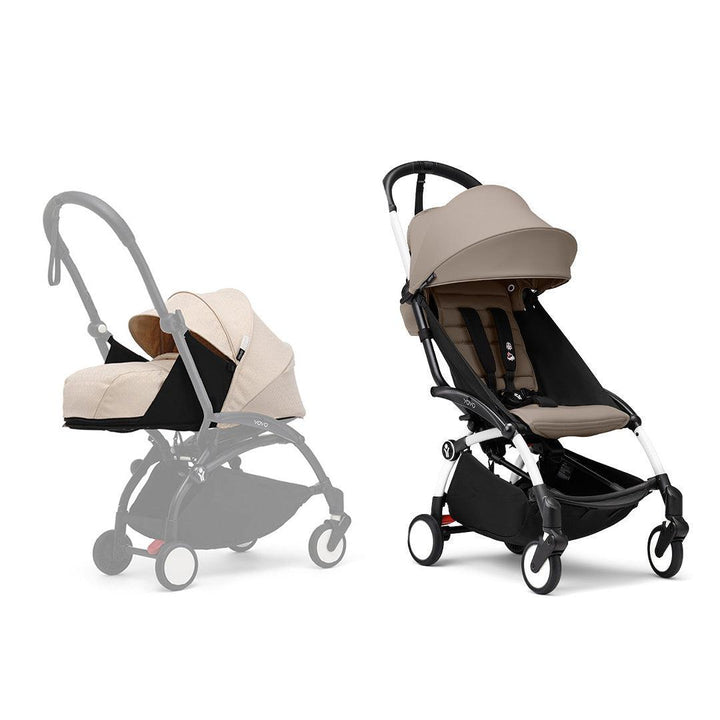 Stokke YOYO3 stroller from newborn to toddler - White Frame-Strollers-Taupe-Bonpoint Beige | Natural Baby Shower