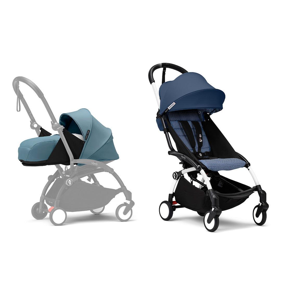 Stokke YOYO3 stroller from newborn to toddler - White Frame-Strollers-Air France Blue-Aqua | Natural Baby Shower