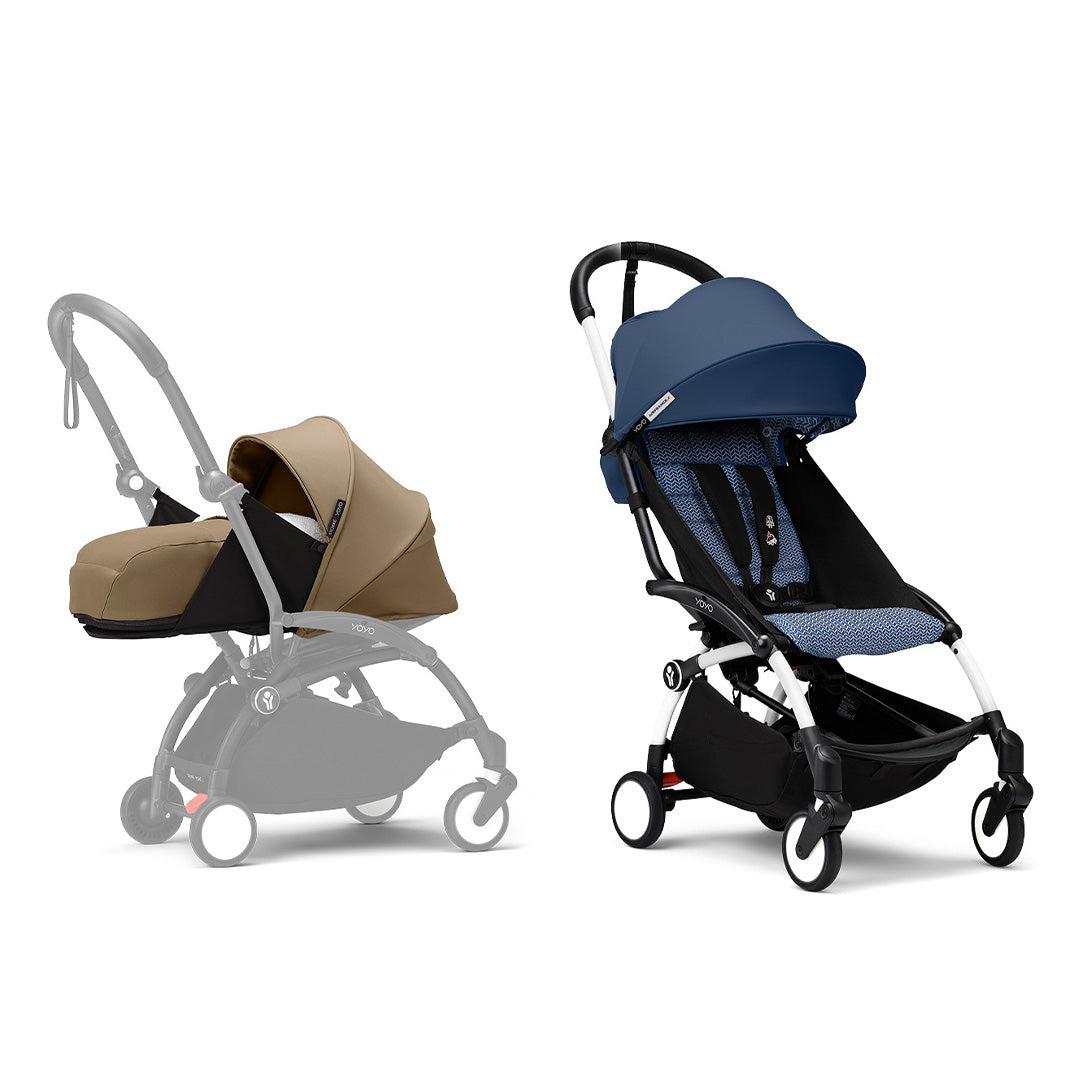 Stokke YOYO3 stroller from newborn to toddler - White Frame-Strollers-Air France Blue-Toffee | Natural Baby Shower