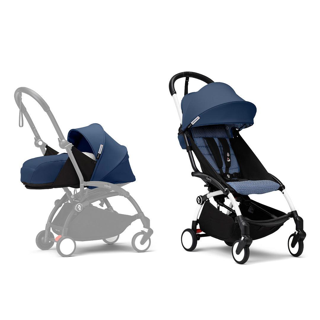 Stokke YOYO3 stroller from newborn to toddler - White Frame-Strollers-Air France Blue-Air France Blue | Natural Baby Shower