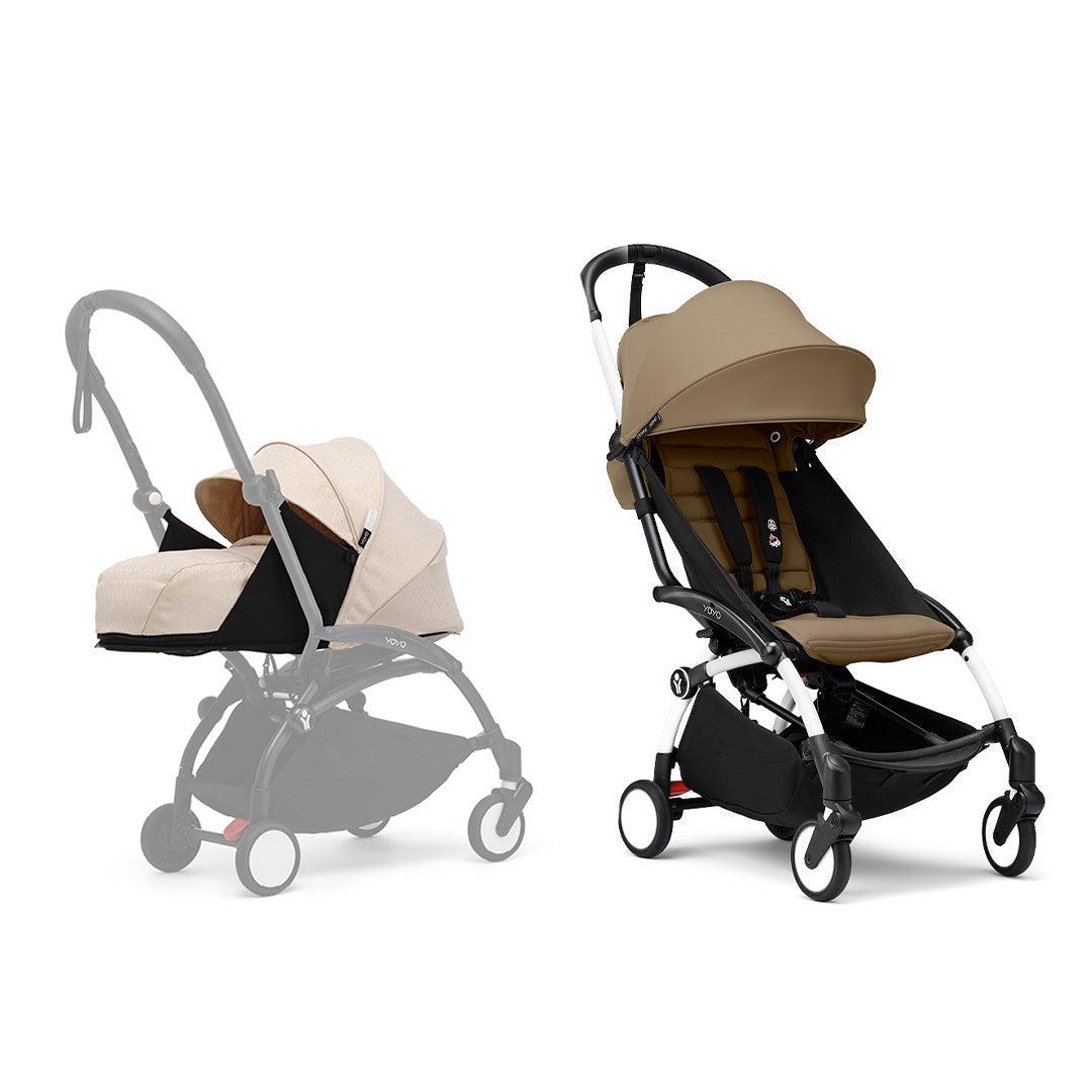 Stokke YOYO3 stroller from newborn to toddler - White Frame-Strollers-Toffee-Bonpoint Beige | Natural Baby Shower