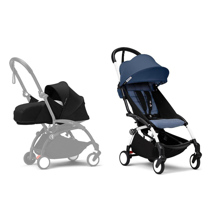 Stokke YOYO3 stroller from newborn to toddler - White Frame-Strollers-Air France Blue-Black | Natural Baby Shower