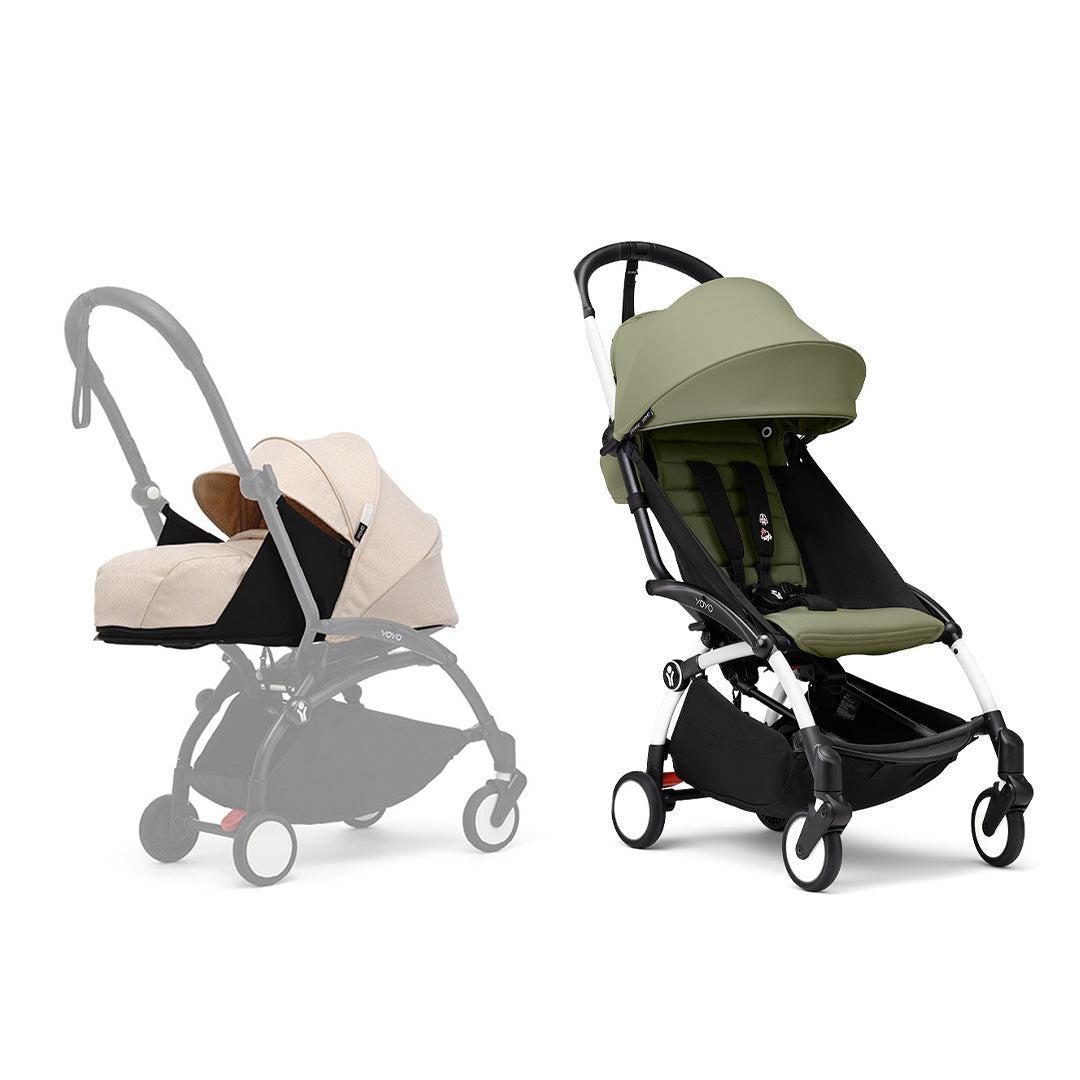 Stokke YOYO3 stroller from newborn to toddler - White Frame-Strollers-Olive-Bonpoint Beige | Natural Baby Shower