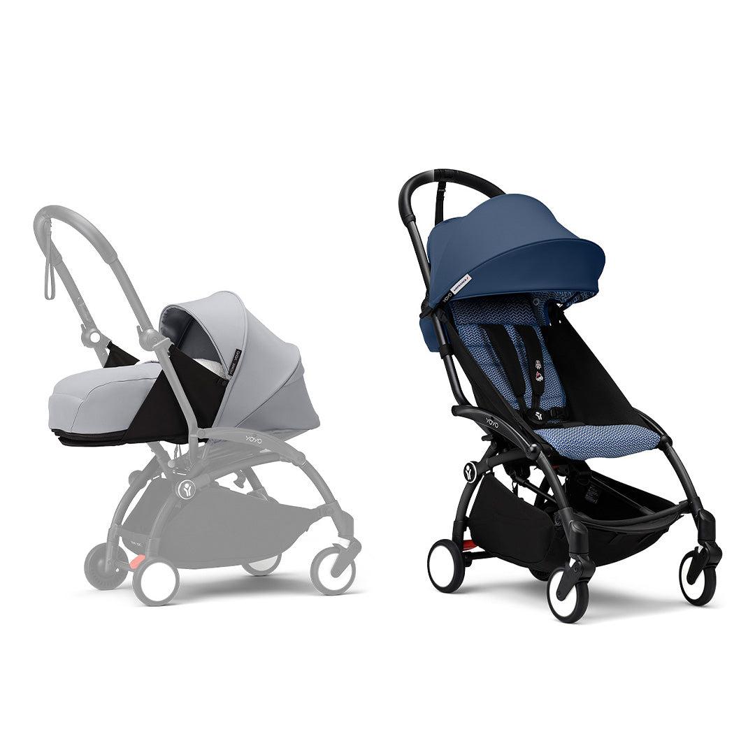 Stokke YOYO3 stroller from newborn to toddler - Black Frame-Strollers-Air France Blue-Stone | Natural Baby Shower