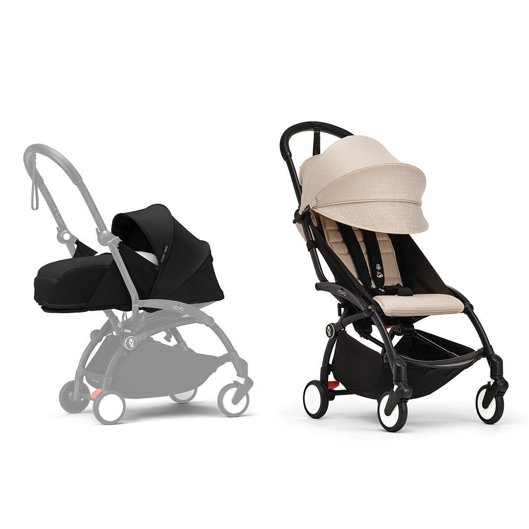 Stokke YOYO3 stroller from newborn to toddler - Black Frame-Strollers-Bonpoint Beige-Black | Natural Baby Shower