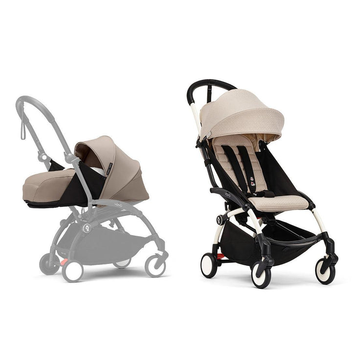 Stokke YOYO3 stroller from newborn to toddler - White Frame-Strollers-Bonpoint Beige-Taupe | Natural Baby Shower