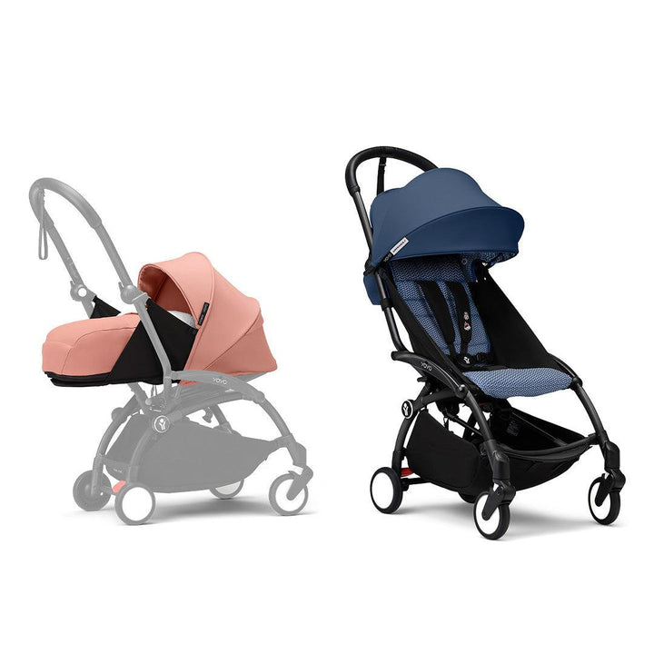 Stokke YOYO3 stroller from newborn to toddler - Black Frame-Strollers-Air France Blue-Ginger | Natural Baby Shower