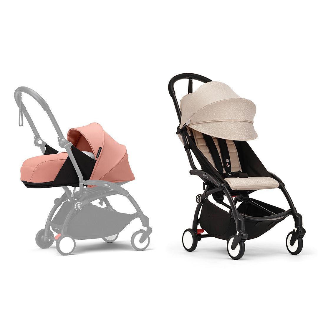 Stokke YOYO3 stroller from newborn to toddler - Black Frame-Strollers-Bonpoint Beige-Ginger | Natural Baby Shower