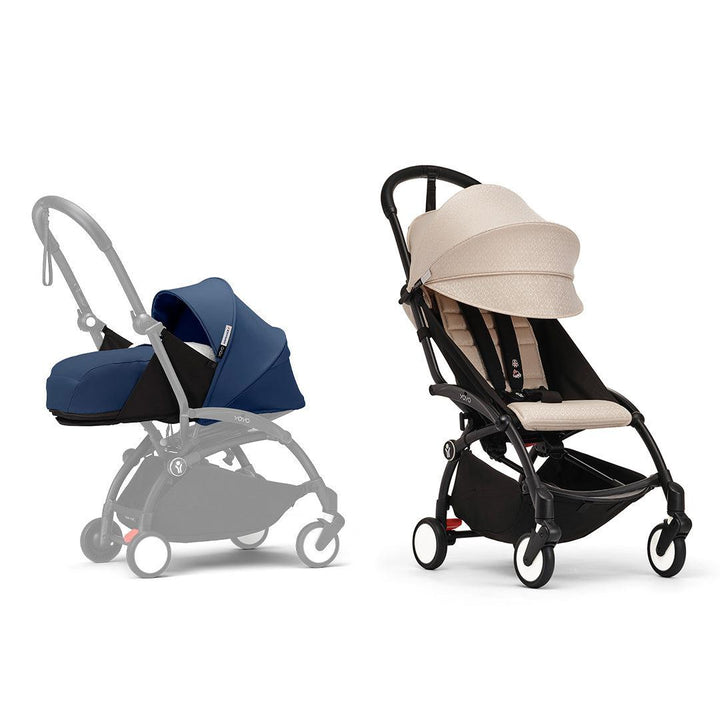 Stokke YOYO3 stroller from newborn to toddler - Black Frame-Strollers-Bonpoint Beige-Air France Blue | Natural Baby Shower