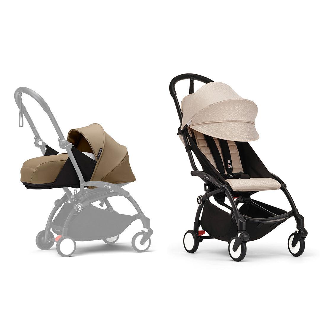 Stokke YOYO3 stroller from newborn to toddler - Black Frame-Strollers-Bonpoint Beige-Toffee | Natural Baby Shower