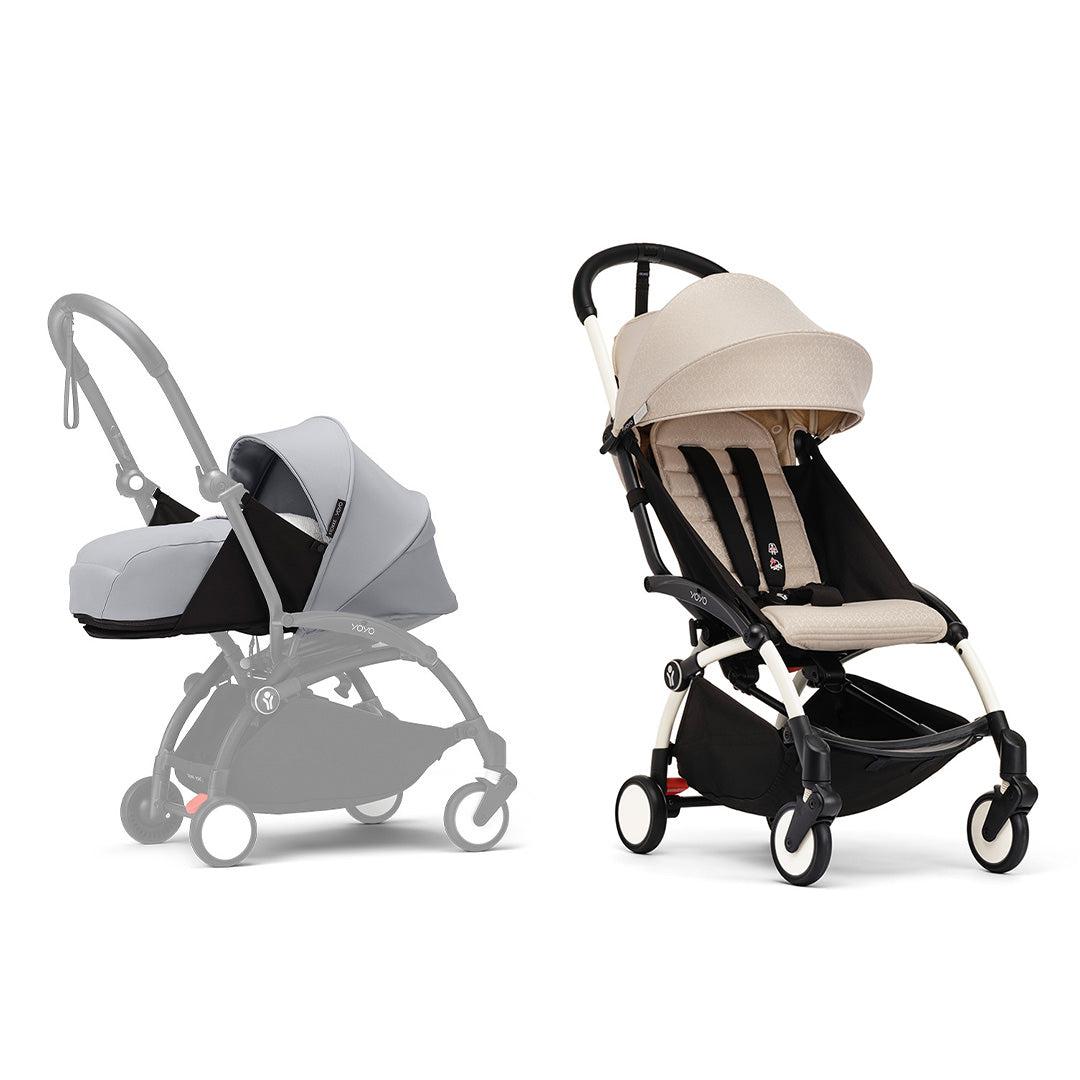 Stokke YOYO3 stroller from newborn to toddler - White Frame-Strollers-Bonpoint Beige-Stone | Natural Baby Shower