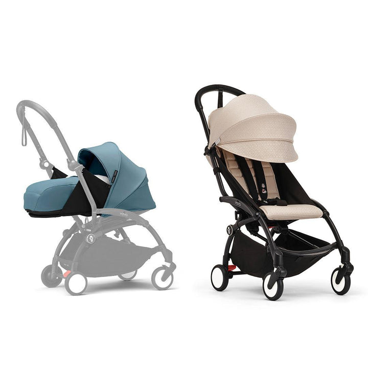 Stokke YOYO3 stroller from newborn to toddler - Black Frame-Strollers-Bonpoint Beige-Aqua | Natural Baby Shower