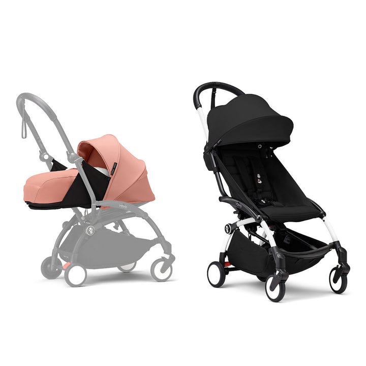 Stokke YOYO3 stroller from newborn to toddler - White Frame-Strollers-Black-Ginger | Natural Baby Shower