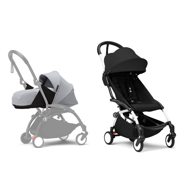 Stokke YOYO3 stroller from newborn to toddler - White Frame-Strollers-Black-Stone | Natural Baby Shower