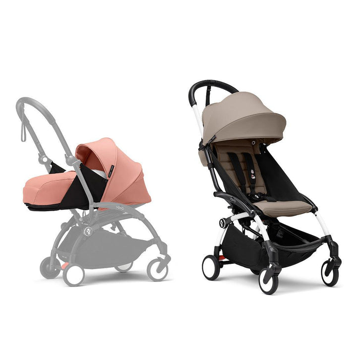 Stokke YOYO3 stroller from newborn to toddler - White Frame-Strollers-Taupe-Ginger | Natural Baby Shower