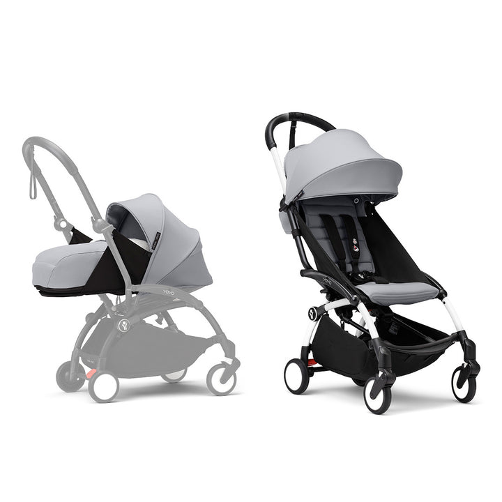 Stokke YOYO3 stroller from newborn to toddler - White Frame-Strollers-Stone-Stone | Natural Baby Shower