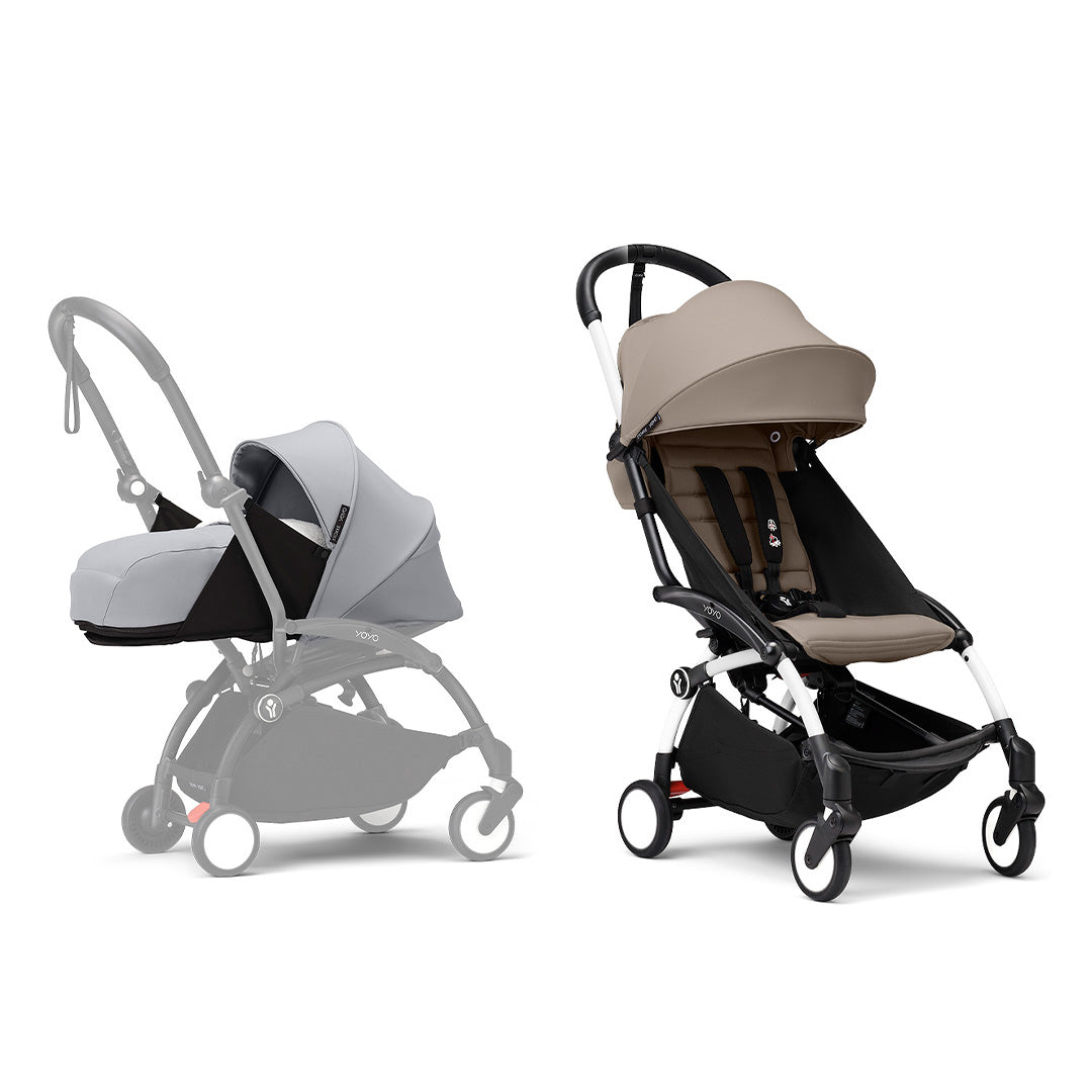 Stokke YOYO3 stroller from newborn to toddler - White Frame-Strollers-Taupe-Stone | Natural Baby Shower