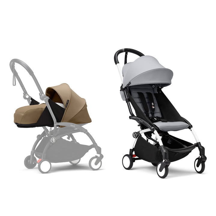 Stokke YOYO3 stroller from newborn to toddler - White Frame-Strollers-Stone-Toffee | Natural Baby Shower