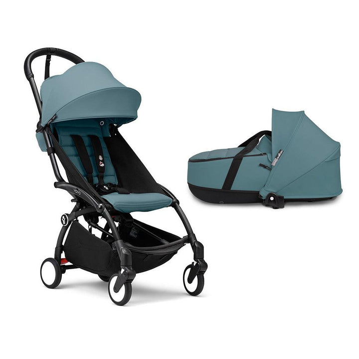 Stokke YOYO3 Stroller Bassinet Bundle-Strollers-Aqua-Black | Natural Baby Shower