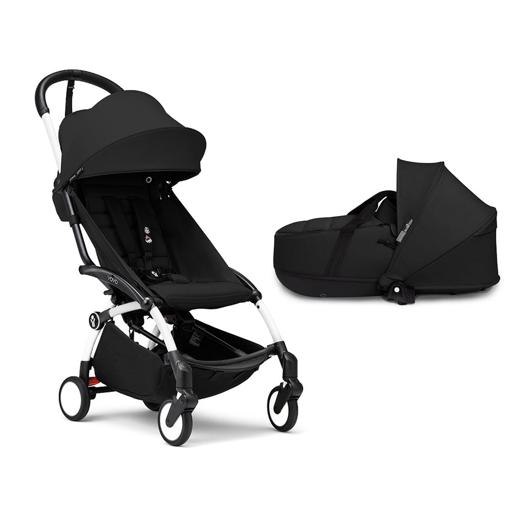 Stokke YOYO3 Stroller Bassinet Bundle-Strollers-Black-White | Natural Baby Shower