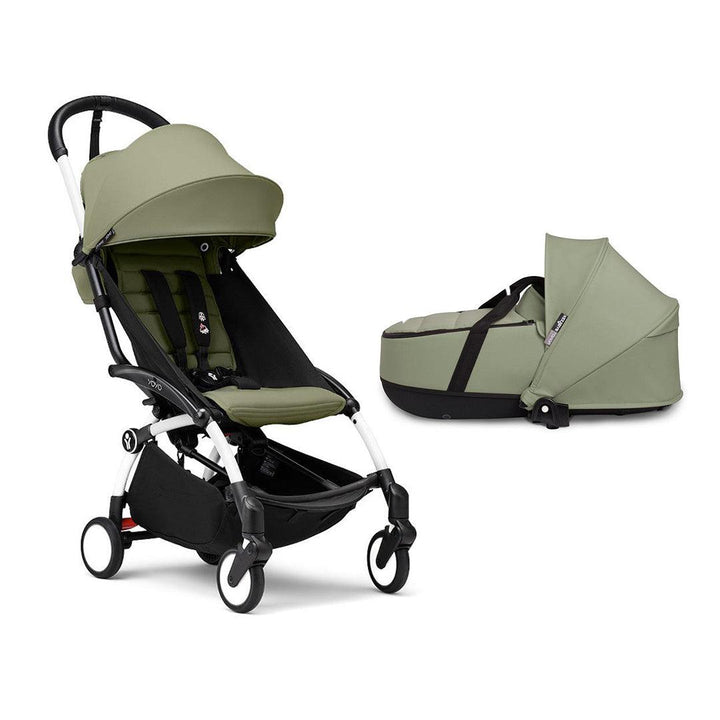 Stokke YOYO3 Stroller Bassinet Bundle-Strollers-Olive-White | Natural Baby Shower